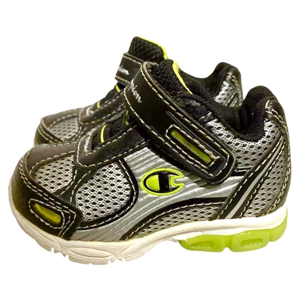 Champion Black, Silver & Green Baby Sneakers | Size 2
